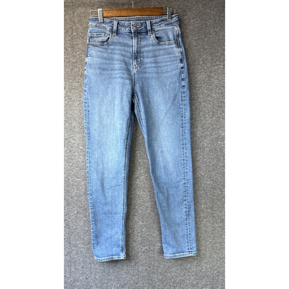 American Eagle Mom Jeans Womens 4 Blue Retro High Rise Stretch Tapered Night Out